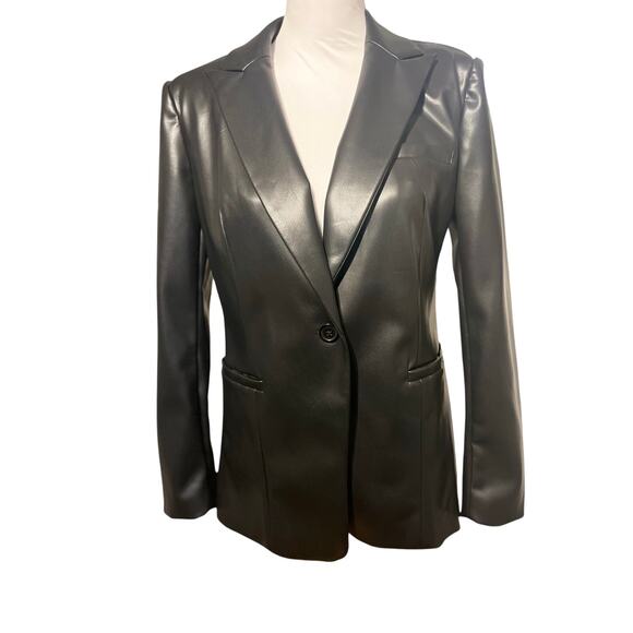 Sofia Vergara Black Faux Leather Blazer Small - Picture 4 of 12